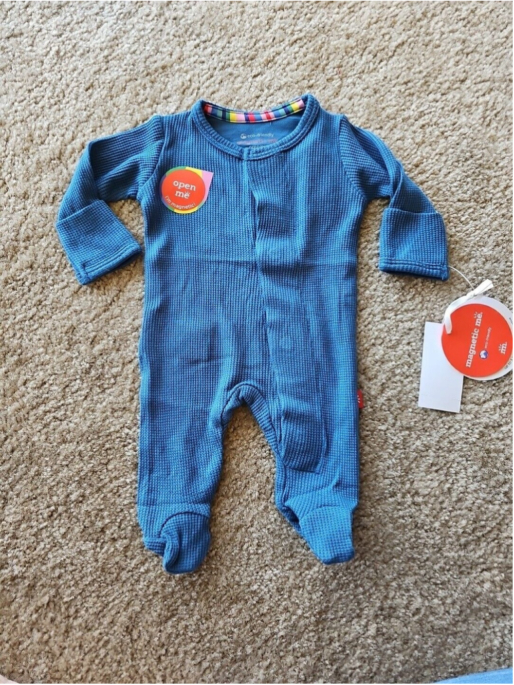 Magnetic Me Footie- Dark Blue Waffle- magnetic parent favorite- Preemie- NEW $40